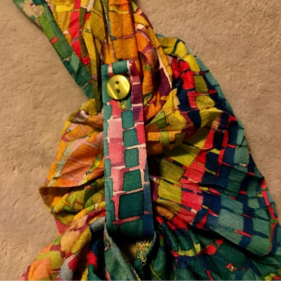 Sno Skins blouse XS colorful geometric mosaic print - Picture 5 of 10